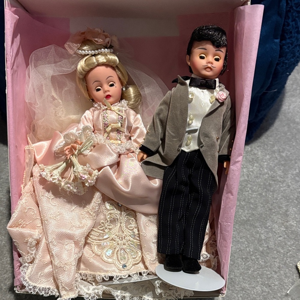 Madame Alexander Bride and Groom Doll Set in Pink and Gray
